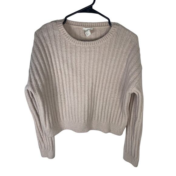 H&M Womens Ribbed Knit Sweater Size M Light Pink - Picture 1 of 5
